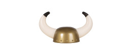 Vente casque Viking doré avec grande cornes pour adulte chez Be Happy à Paris et en ligne.