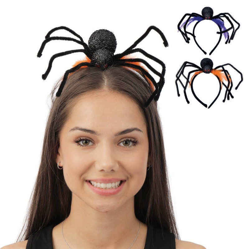 Serre tête halloween araignée noire en velours en vente à Paris et en ligne