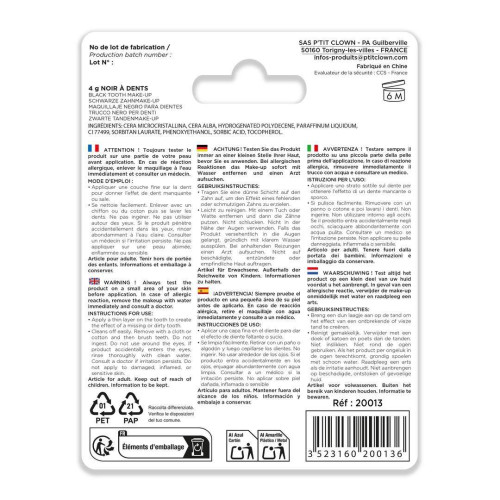 Noir à dent pour maquillage dentier pirate, dents sales en vente chez Be Happy à Paris