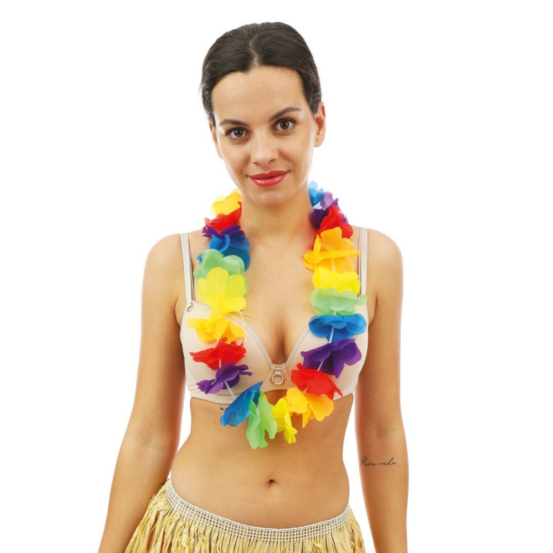 Collier à fleurs tropical grande feuille hawai, tahiti multicolore pour enfant en vente.