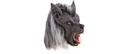 Masque loup garou luxe intégral en latex et avec fourrure grise en vente chez Be Happy Paris