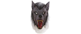 Masque loup garou luxe intégral en latex et avec fourrure grise en vente chez Be Happy Paris