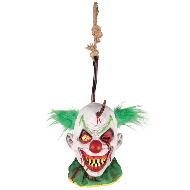 Tête clown fou sur crochet à suspendre pour décoration Halloween à Paris
