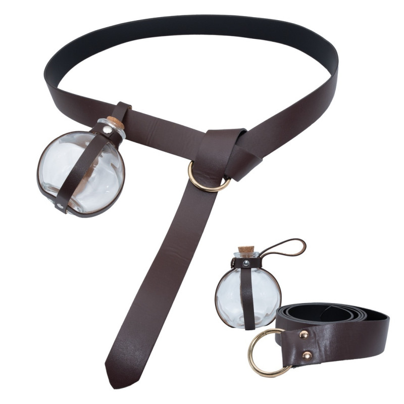 Ceinture avec fiole en verre