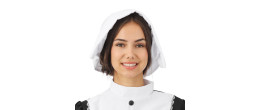 Coiffe de servante, pèlerin, femme amish luxe en tissus blanc en vente à Paris chez Be Happy