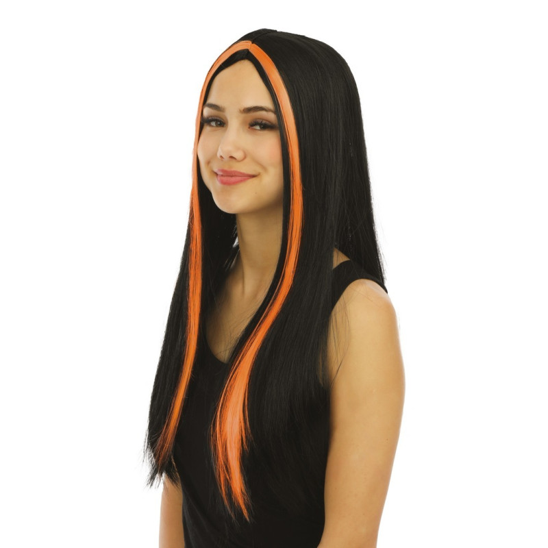 Perruque sorcière mèches orange en vente à Paris, Boutique Halloween Be Happy