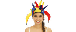Chapeau bouffon, fou du roi multicolore avec grelot en métal pour adulte en vente
