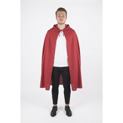 Cape à capuche rouge de 130cm pour adulte en vente chez Be Happy à Paris pour déguisement Halloween