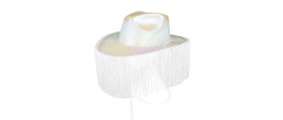 Chapeau de cowboy blanc avec franges pour adulte en vente à Paris chez Be Happy