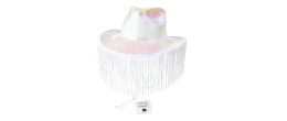 Chapeau de cowboy blanc avec franges pour adulte en vente à Paris chez Be Happy