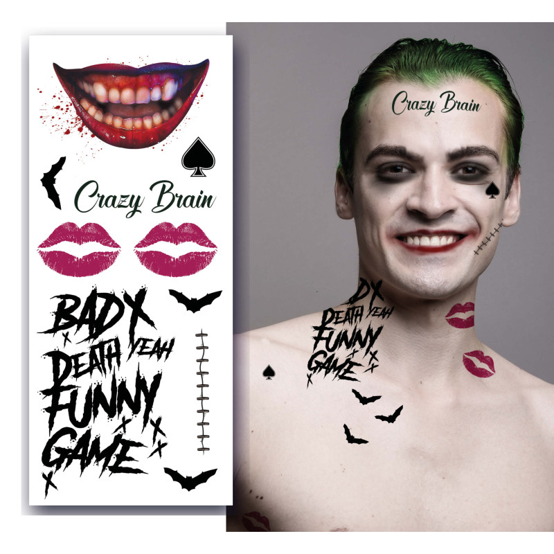 Tatouage Joker, Bandit pour corps et visage luxe adulte en vente à Be Happy