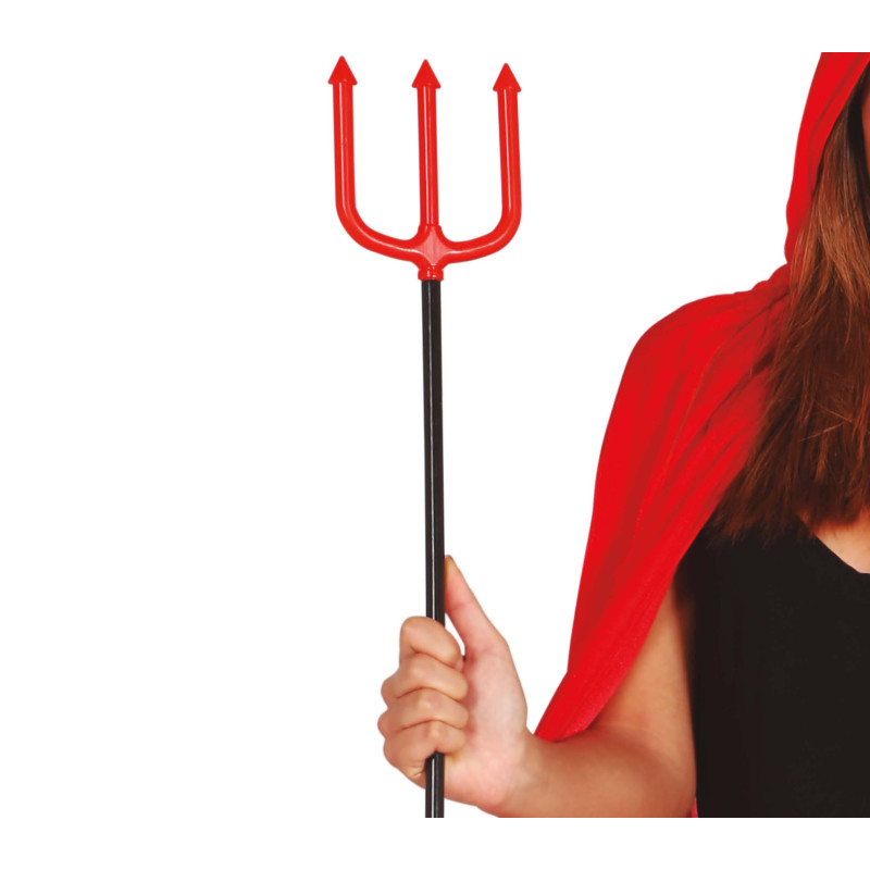 Trident du diable, fourche de satan rouge de 59cm en vente pour adulte et enfant chez Be Happy