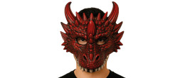 Masque de dragon  rouge médiéval luxe en latex en vente chez Be Happy, boutique masque déguisement