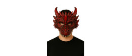 Masque de dragon  rouge médiéval luxe en latex en vente chez Be Happy, boutique masque déguisement