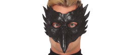 Masque loup corbeau noir luxe avec plume pour adulte en vente chez Be Happy