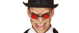 Lunettes Halloween déguisement Vampire ronde de couleur rouge en vente à Be Happy