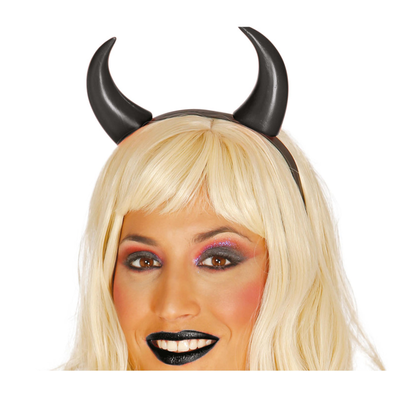 Cornes diable, démon noire en serre tête pour adulte et enfant en vente à Be Happy