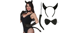 Set de diable, démon avec cornes noire, noeud pap et queue en vente