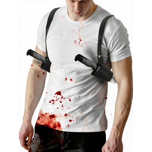 Holster cuir double couteaux, poignard pour déguisement en vente à Be Happy