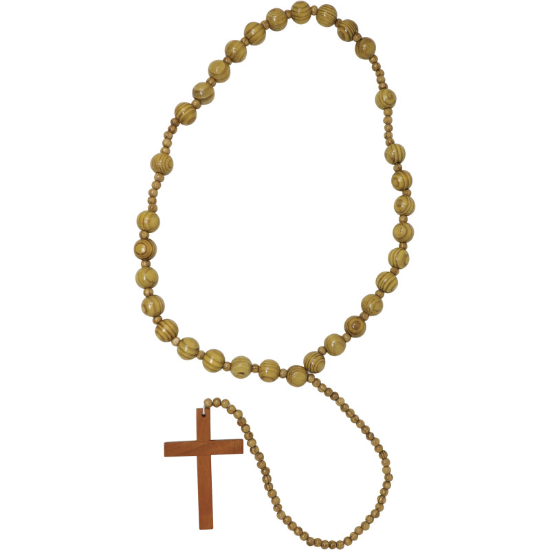 Chapelet croix en bois pour déguisement Pape, Moine, curé, pretre, cardinal en vente