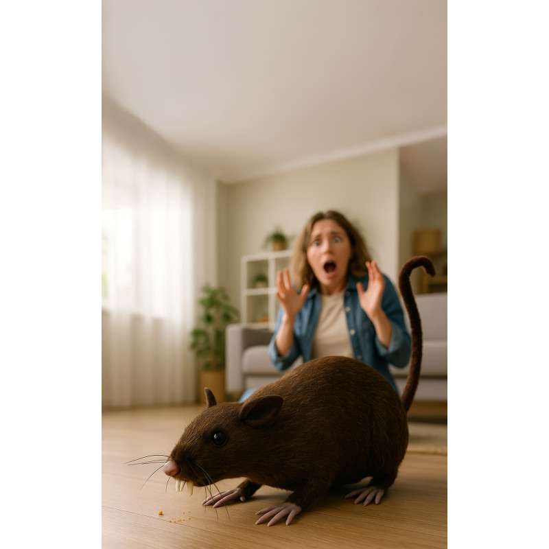 Fausse souris réaliste de 15cm avec poils en vente chez Be Happy pour farces ou Halloween