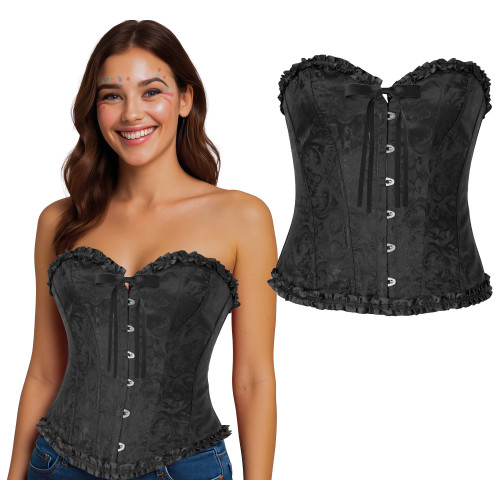 Corset Noir Brodé Vampire Diaries, Style Gothique & Victorien en vente à Paris chez Be Happy Store