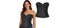 Corset Noir Brodé Vampire Diaries, Style Gothique & Victorien en vente à Paris chez Be Happy Store