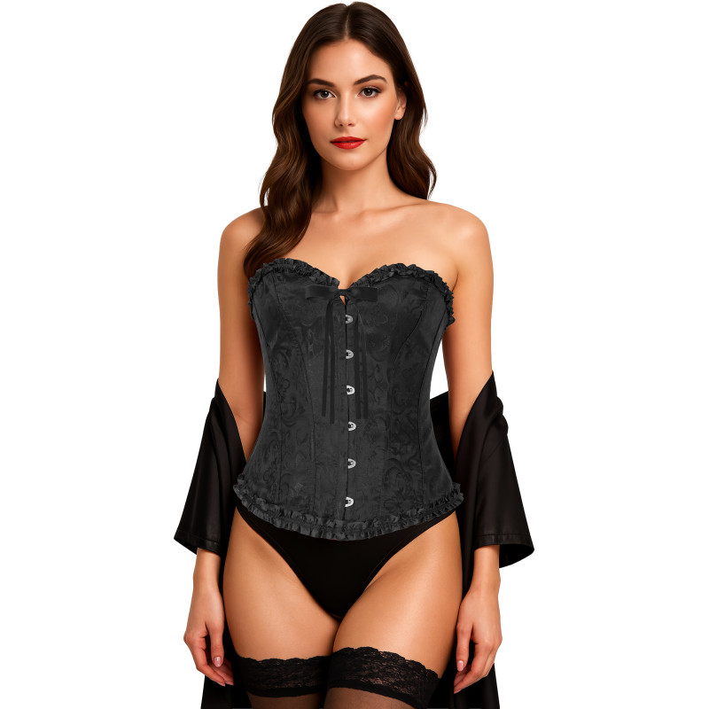 Corset Noir Brodé Vampire Diaries, Style Gothique & Victorien en vente à Paris chez Be Happy Store