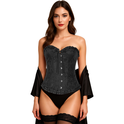 Corset Noir Brodé Vampire Diaries, Style Gothique & Victorien en vente à Paris chez Be Happy Store