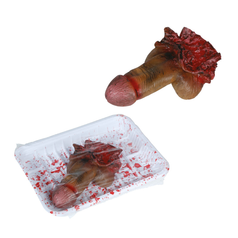 Faux Pénis amputé de 12cm en latex sous barquette pour déco Halloween en vente à Paris