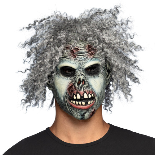 Masque zombie cheveux gris