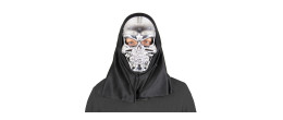 Masque crâne tête de mort argenté miroir en PVC avec cagoule pour adulte en vente chez Be Happy
